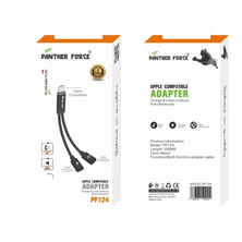 PF124- Panther Force iphone to 2 iphone Jack - Extended Length for Convenient Charging and Syncing of Your Phone