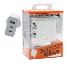 PF193- PANTHER FORCE 65W PLUG WITH 2* C PORT /1* USB A PORT