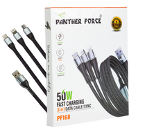 PF168- Panther Force 3 in 1 Cable - Seamless Connectivity, Uninterrupted Power