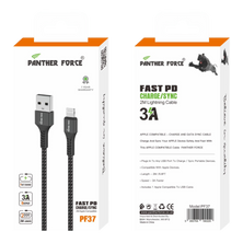 PF37- Panther Force 3A 2M Cable for iPhone - Seamless Connectivity, Uninterrupted Power